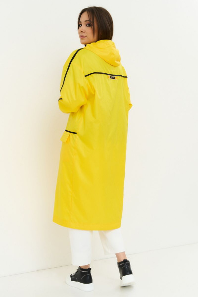 Демисезонный желтый плащ с капюшоном из текстиля Магия моды 2211 желтый - фото 2