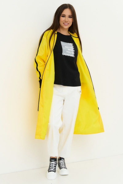 Демисезонный желтый плащ с капюшоном из текстиля Магия моды 2211 желтый - фото 3