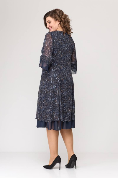 Платье прямого силуэта с рельефами и воланом Moda Versal П2202 т.синий - фото 5