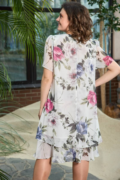 Платье свободного кроя с разрезом и сборками Moda Versal П2387 молоко - фото 2