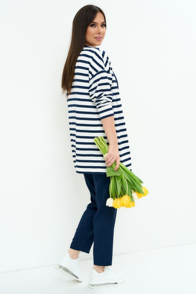 Блуза, брюки, кардиган Магия моды 2219 синий_белый - фото 2