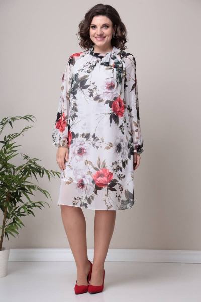Платье Moda Versal П2397 молочный+коралл - фото 1