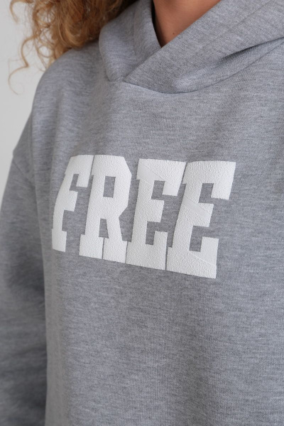 Демисезонный серый худи oversize с начесом и принтом HIT 0208 св-серый - фото 5