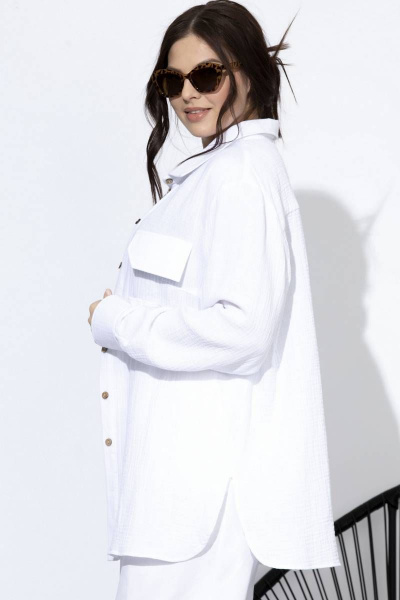 Летняя рубашка из хлопка с манжетой SOVA 11157.1 белый - фото 7