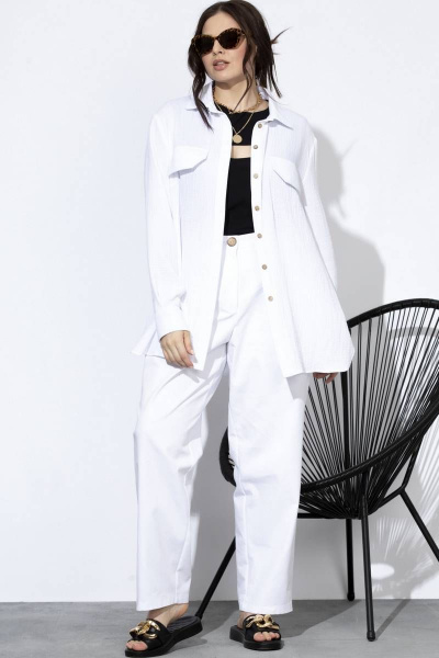 Летняя рубашка из хлопка с манжетой SOVA 11157.1 белый - фото 6