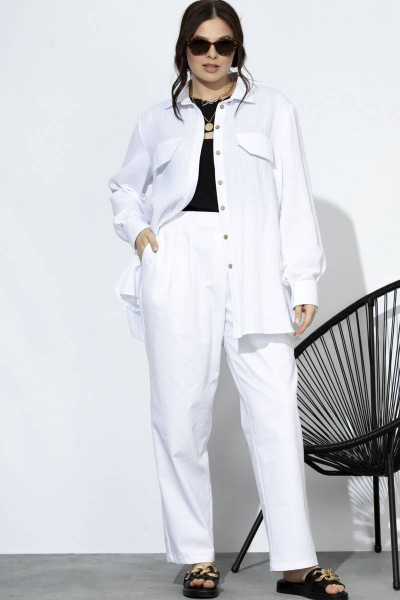 Летняя рубашка из хлопка с манжетой SOVA 11157.1 белый - фото 4