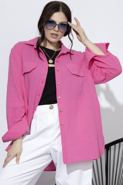 Летняя рубашка из хлопка с манжетой SOVA 11157.1 фуксия - фото 1
