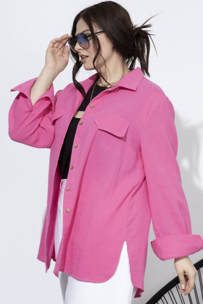 Летняя рубашка из хлопка с манжетой SOVA 11157.1 фуксия - фото 6