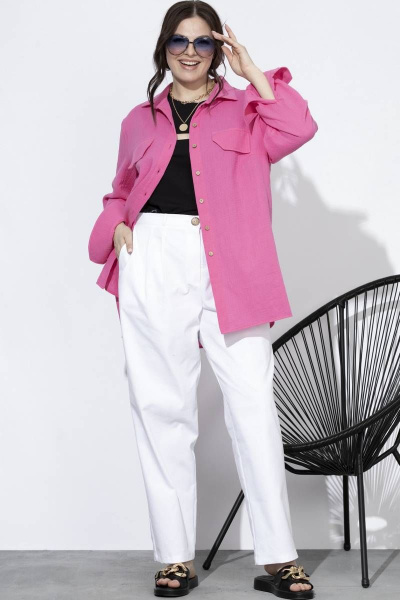 Летняя рубашка из хлопка с манжетой SOVA 11157.1 фуксия - фото 5