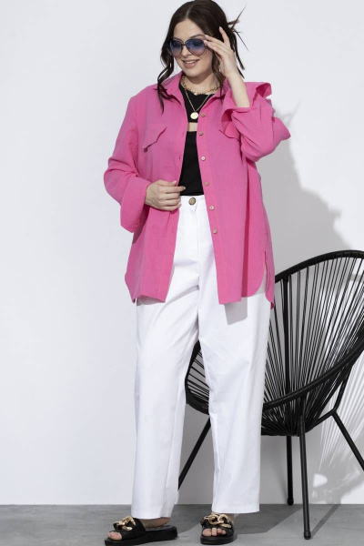 Летняя рубашка из хлопка с манжетой SOVA 11157.1 фуксия - фото 4