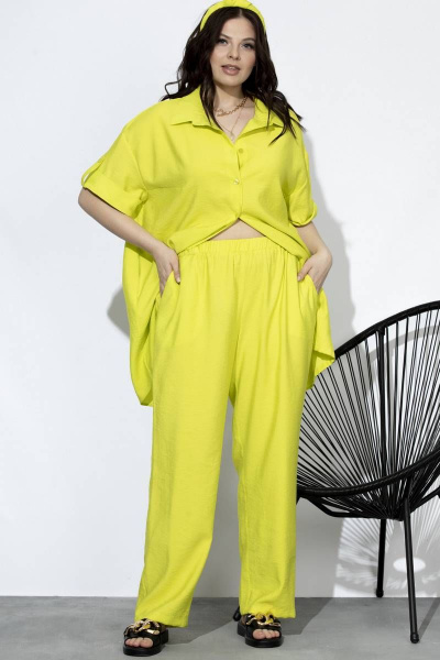 Летний комплект брюки и рубашка из вискозы с комфортом SOVA 11090 лимон - фото 7