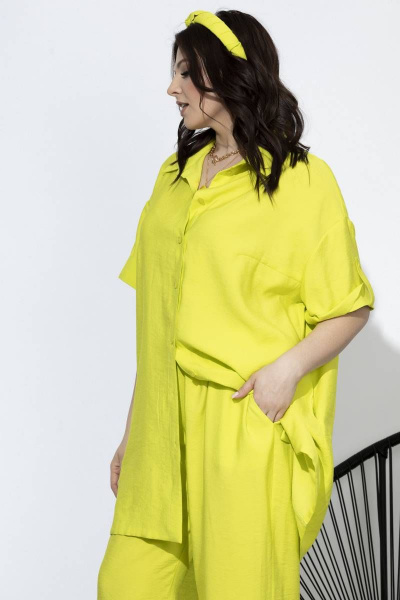 Летний комплект брюки и рубашка из вискозы с комфортом SOVA 11090 лимон - фото 5