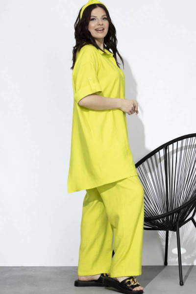 Летний комплект брюки и рубашка из вискозы с комфортом SOVA 11090 лимон - фото 2