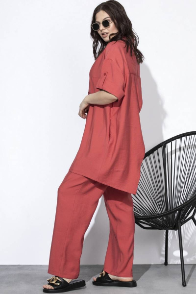 Летние брюки и рубашка из струящейся вискозы SOVA 11090 лосось - фото 6