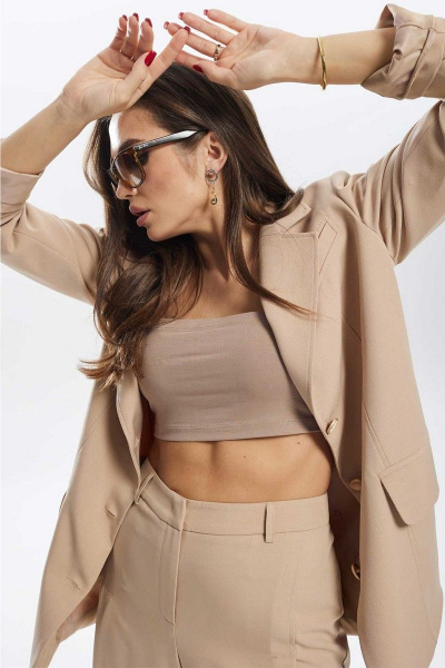 Брюки, жакет Mislana С919 песочный - фото 12