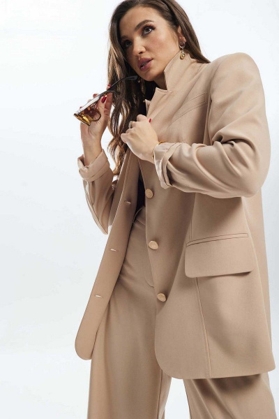 Брюки, жакет Mislana С919 песочный - фото 7
