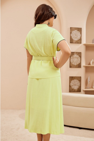 Дизайнерский костюм с контрастными кантами и съемным поясом Lissana 4649 желтый - фото 6