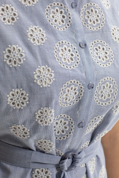 Платье из хлопка с воротником-стойкой Golden Valley 4912 голубой - фото 8