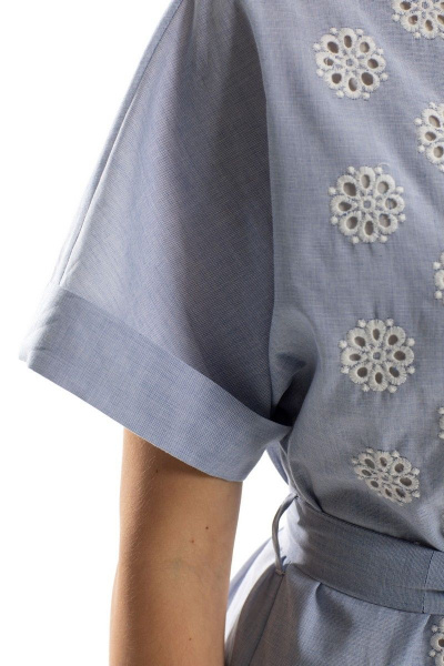 Платье из хлопка с воротником-стойкой Golden Valley 4912 голубой - фото 5