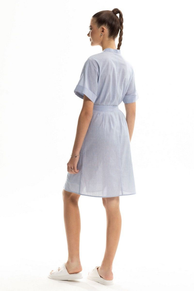 Платье из хлопка с воротником-стойкой Golden Valley 4912 голубой - фото 3