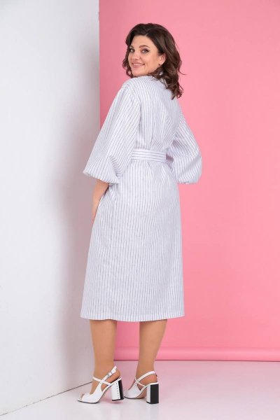 Платье LadisLine 1283 белый/полоска - фото 5