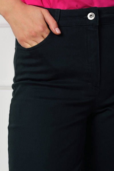 Зеленые хлопковые брюки с высокой посадкой и кокеткой Femme & Devur 9847 2.17F(164) - фото 3