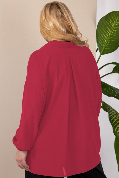 Розовая шифоновая блуза с кокеткой и рукавом на резинке Anastasia 963 розовый - фото 2