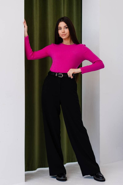 Джемпер из кашкорсе с длинным рукавом и округлым вырезом Ivera 5091 фуксия - фото 3