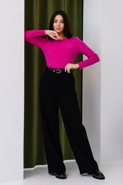 Джемпер из кашкорсе с длинным рукавом и округлым вырезом Ivera 5091 фуксия - фото 1