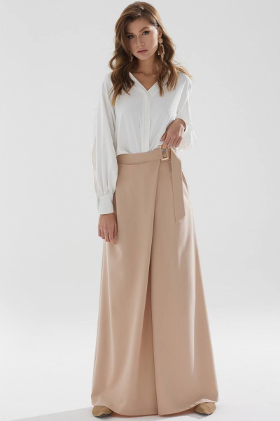 Брюки расклешенные на запах из костюмной ткани Lyushe 3388 - фото 6