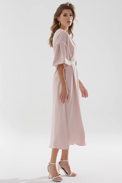 Платье А-образное из струящейся ткани с ремнем Lyushe 3386 - фото 3