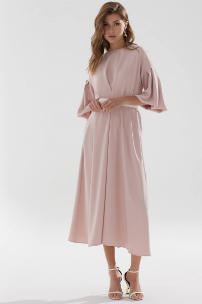 Платье А-образное из струящейся ткани с ремнем Lyushe 3386 - фото 2