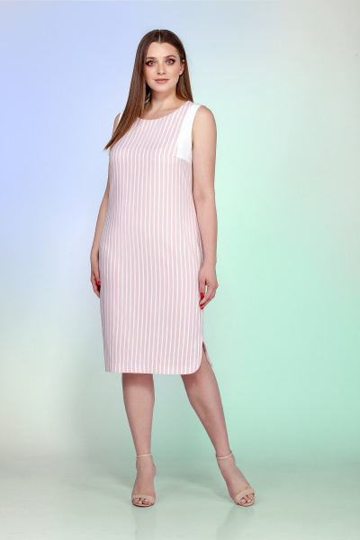 Летнее платье прямого силуэта из текстиля и шерсти с брошей Vitol Fashion В-1004 - фото 1