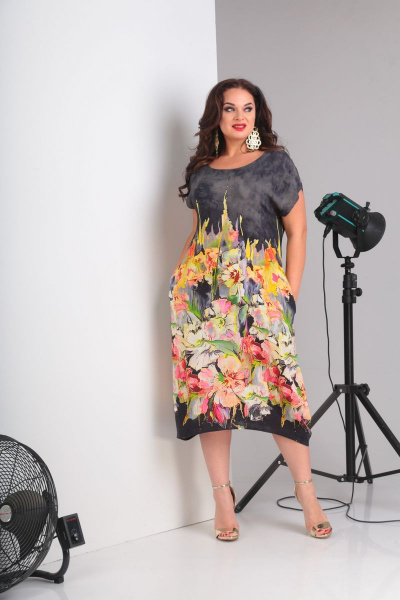 Платье с принтом и спущенным рукавом длиной 111 см Grace for you 187 - фото 1