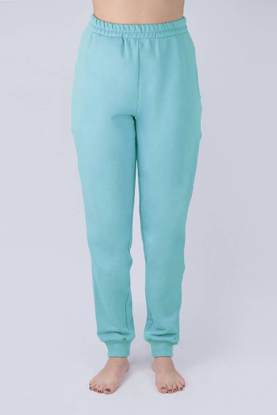 Брюки из футера с начесом и высокой посадкой для дома Verally 449-1 тиффани - фото 1