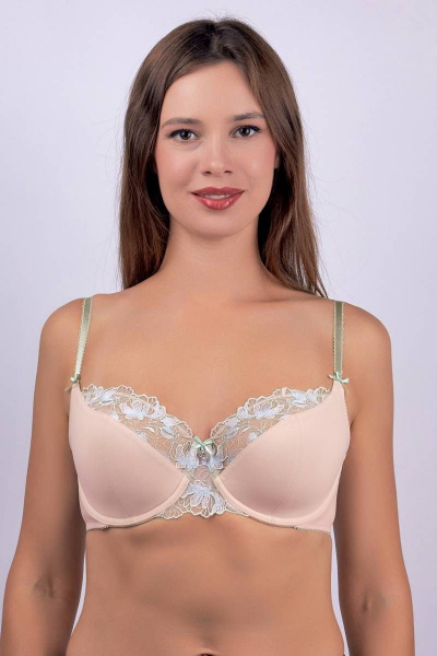 Бюстгальтер кружево и трикотаж розовый Verally 2125-1 лайм - фото 2