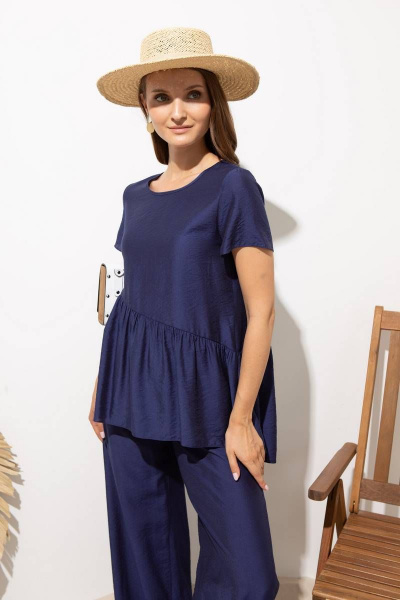 Блуза-тюника из вискозы с коротким рукавом и сборкой Femme & Devur 71068 1.23F(170) - фото 1