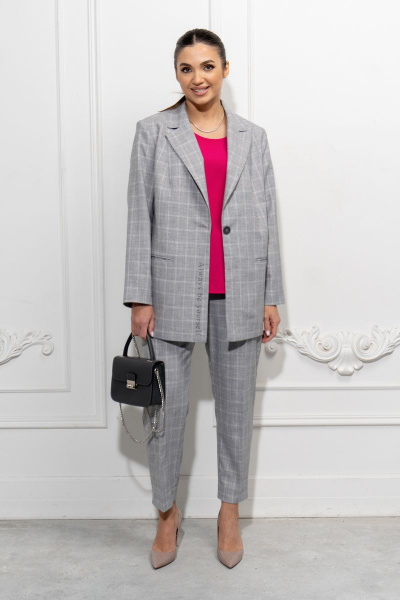 Блуза, брюки, жакет Luna 079 серый-фуксия - фото 2