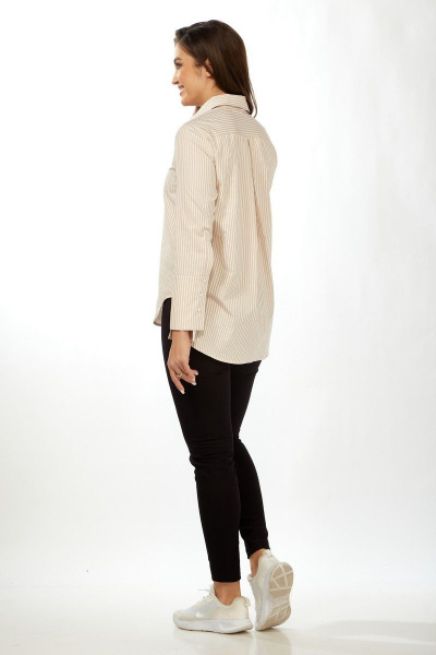 Бежевую рубашку из хлопка с кокеткой и складками Felice Woman 2364 - фото 12