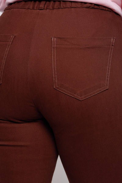 Коричневые зауженные брюки 7/8 с петлей и пуговицей Femme & Devur 1859 5.27F(164) - фото 5