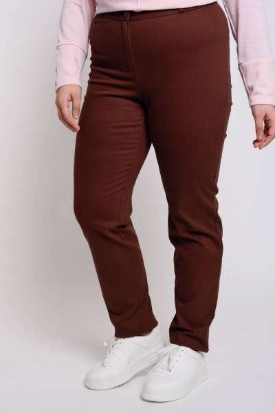 Коричневые зауженные брюки 7/8 с петлей и пуговицей Femme & Devur 1859 5.27F(164) - фото 1