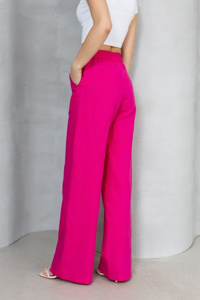 Льняные брюки палаццо изумительной посадки и мягкой обработки Atelero 1056 розовая_фуксия - фото 2