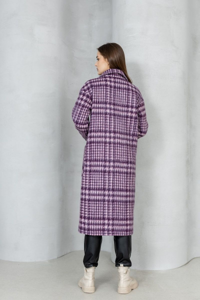 Пальто из шерстяной пальтовой ткани с накладными карманами Atelero 1066 сирень - фото 2
