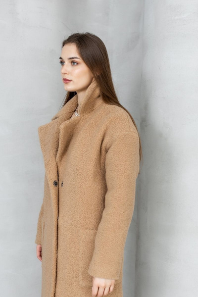 Демисезонное пальто из искусственного меха Atelero 1066 кориченевый - фото 6