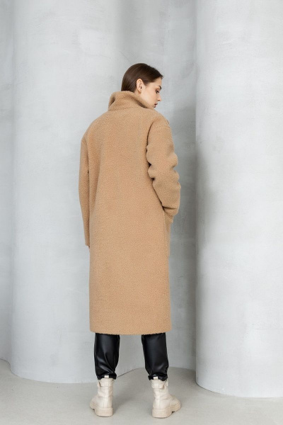 Демисезонное пальто из искусственного меха Atelero 1066 кориченевый - фото 2