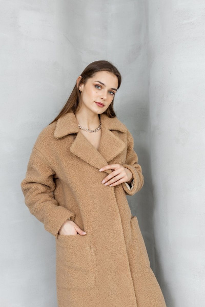 Демисезонное пальто из искусственного меха Atelero 1066 кориченевый - фото 3