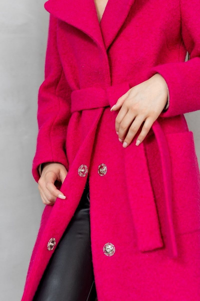 Классическое демисезонное пальто из шерстяной ткани с воротником Atelero 1034 фуксия - фото 5