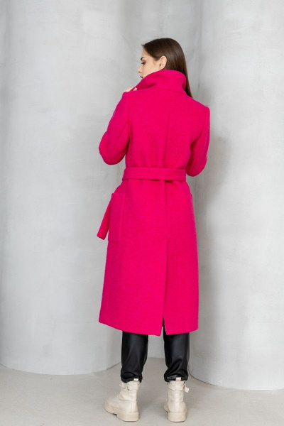 Классическое демисезонное пальто из шерстяной ткани с воротником Atelero 1034 фуксия - фото 2