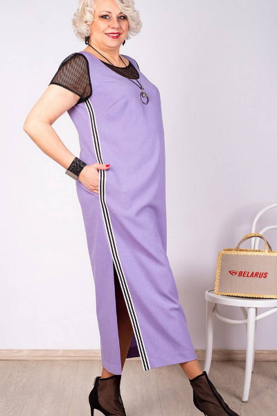 Платье из хлопка с сетчатым рукавом и аппликацией Camelia 20249 5 - фото 5