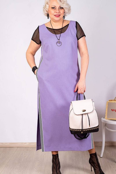 Платье из хлопка с сетчатым рукавом и аппликацией Camelia 20249 5 - фото 2